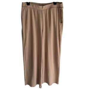 PURE JILL Tan Organically Grown Cotton Ladies Pull-On Wide Leg Pants, M